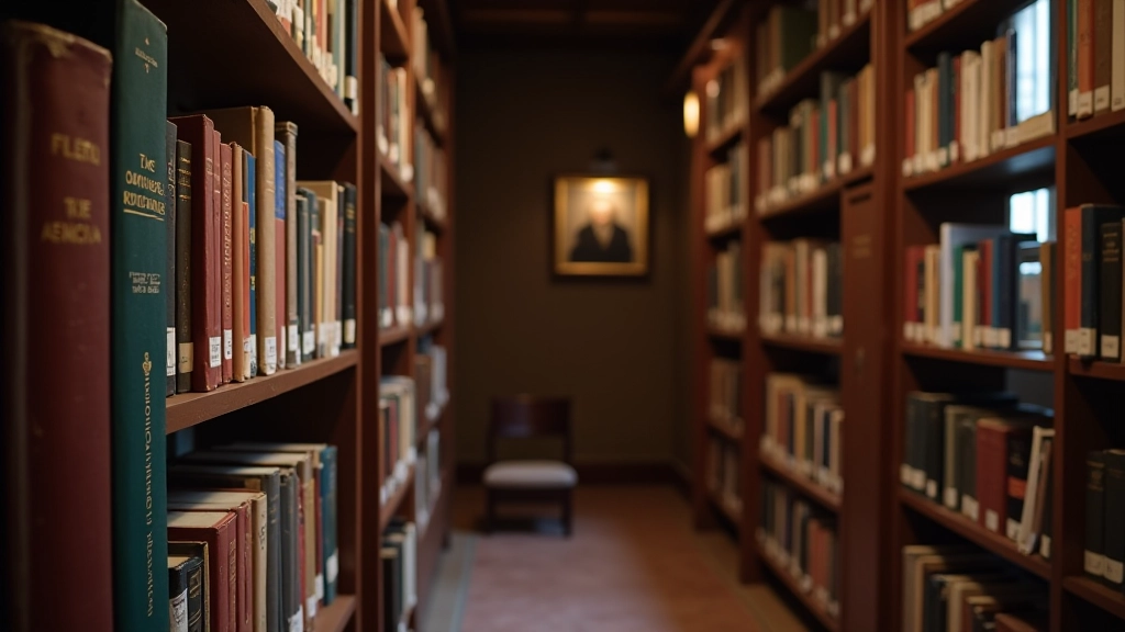 Biblioteca storica con libri portoghesi e brasiliani su scaffali in legno, luce naturale dal finestrone