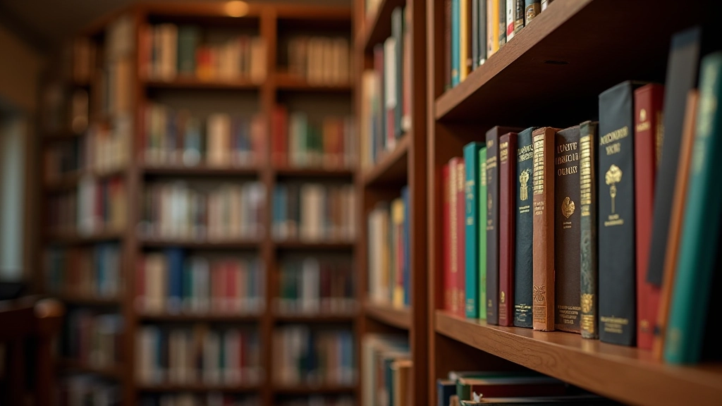 Biblioteca con libri di portoghese e materiali di studio